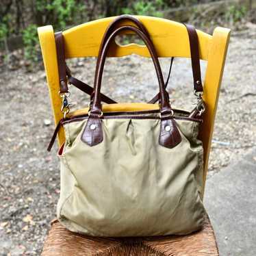 MZ WALLACE Beige Leather Trimmed Nylon Tote - image 1