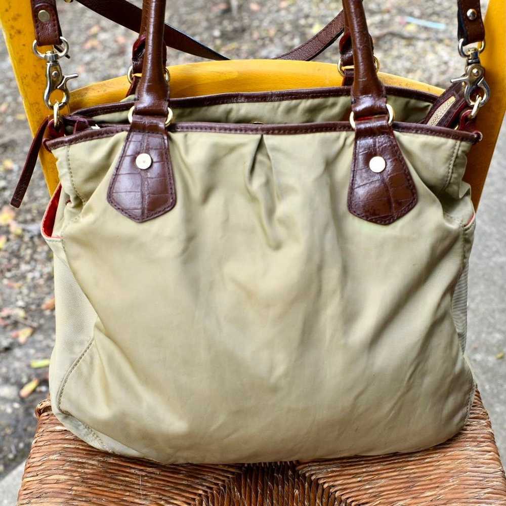 MZ WALLACE Beige Leather Trimmed Nylon Tote - image 2