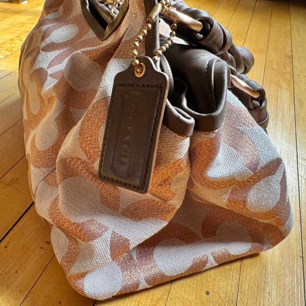 Gorgeous Metalic Brown Handle Coach Purse with Pi… - image 12