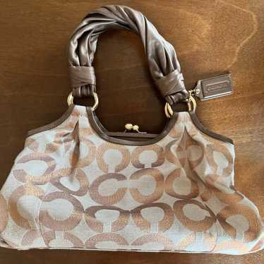 Gorgeous Metalic Brown Handle Coach Purse with Pi… - image 1