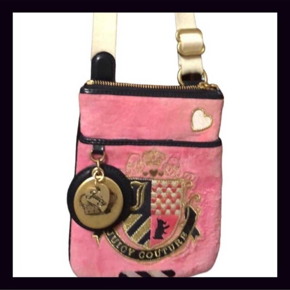 Vintage Juicy Couture Pink Velour Crossbody Purse - image 2