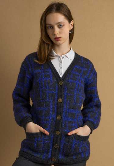 80s Vintage Missoni Blue and mohair cardigan 6080 - image 1