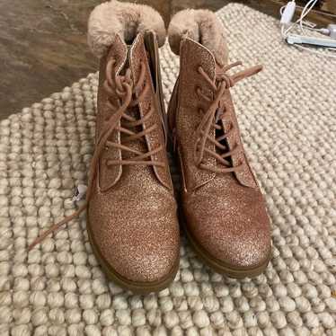 Justice sparkles rose gold boots