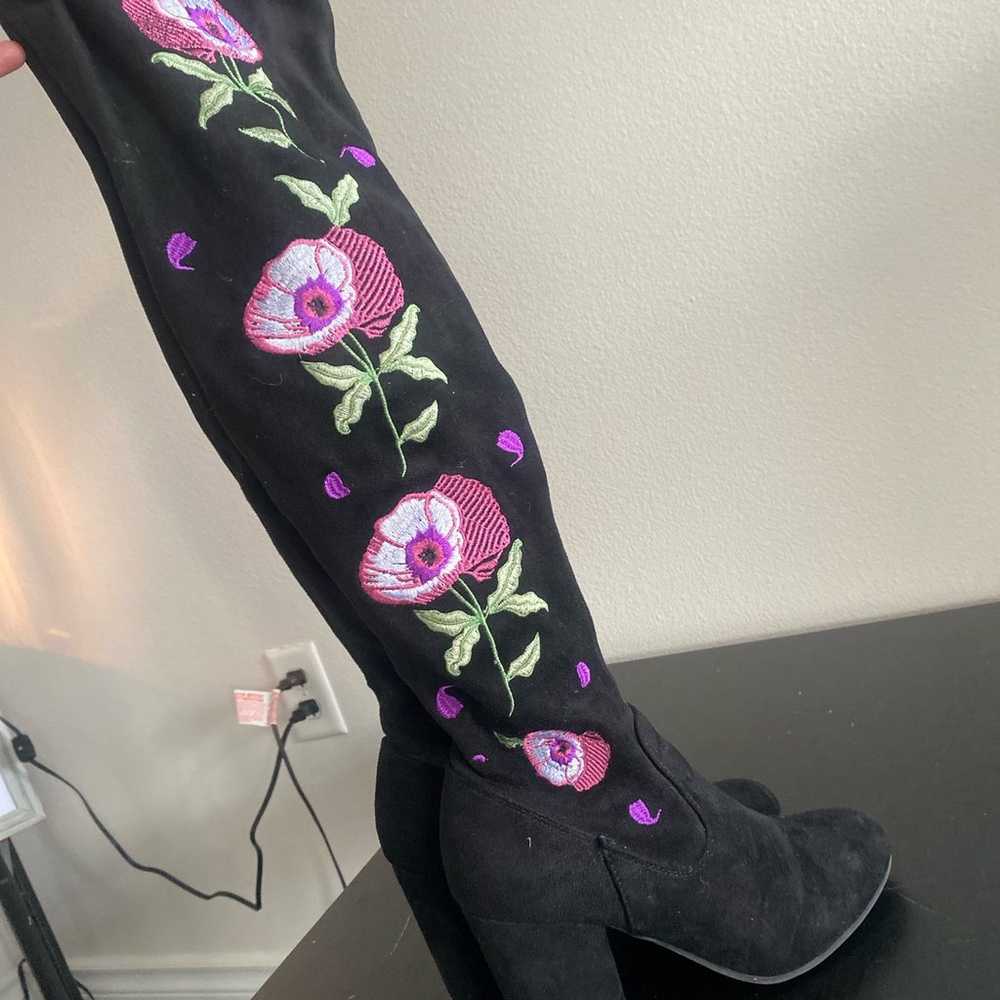 Knee high flower boots - image 1