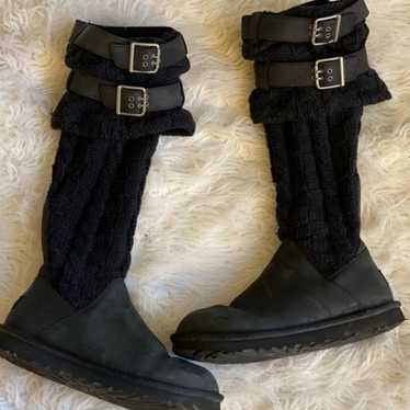 UGG Black Leather Boots Size