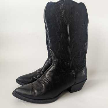 Justin ladies pointed toe western tooled leather o