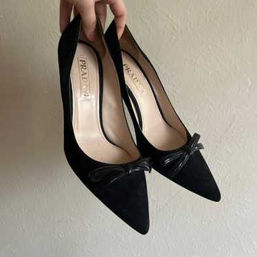 Black suede Prada heels