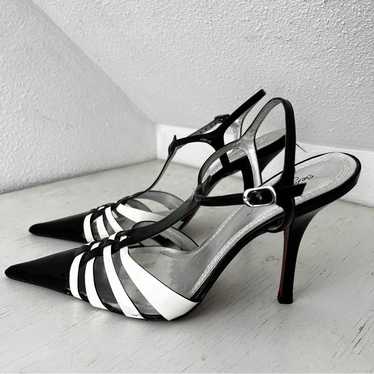 Sergio Zelcer black white pointed toe ultra high … - image 1
