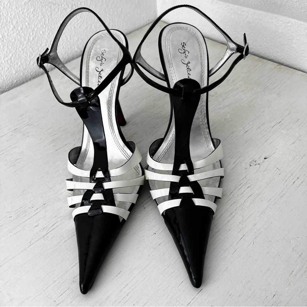 Sergio Zelcer black white pointed toe ultra high … - image 3