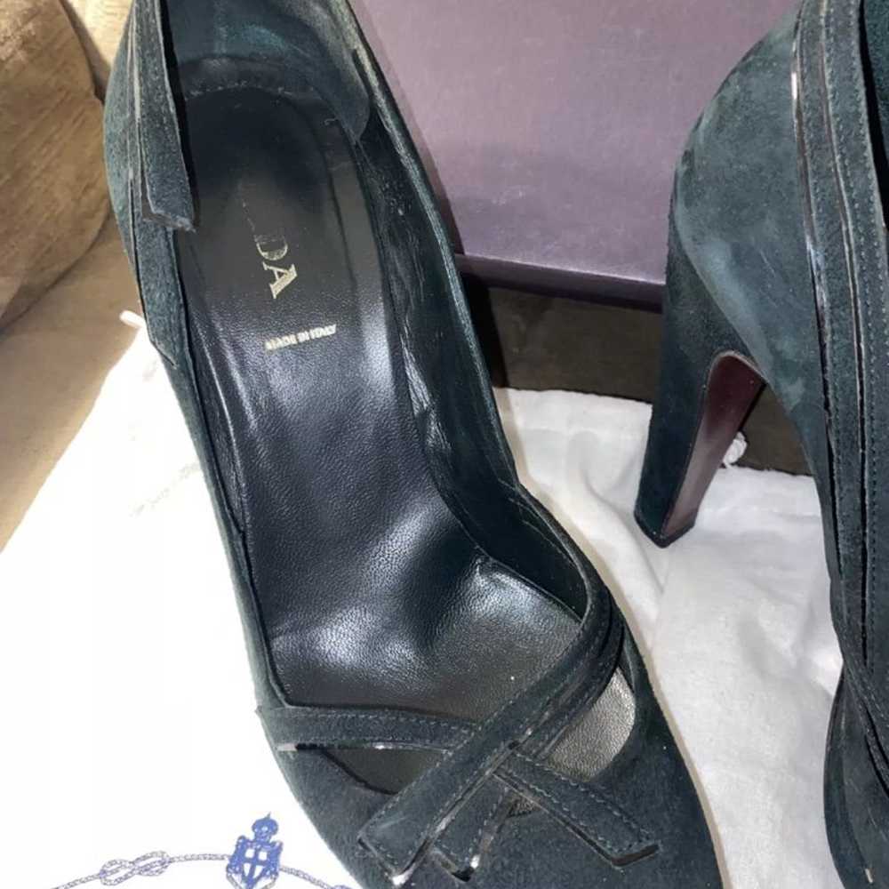 VTG Genuine PRADA Suede Hunter Green Heels Shoes … - image 2