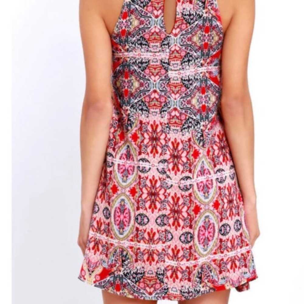 Lulus Design Major Red Print Halter Swing Dress s… - image 2