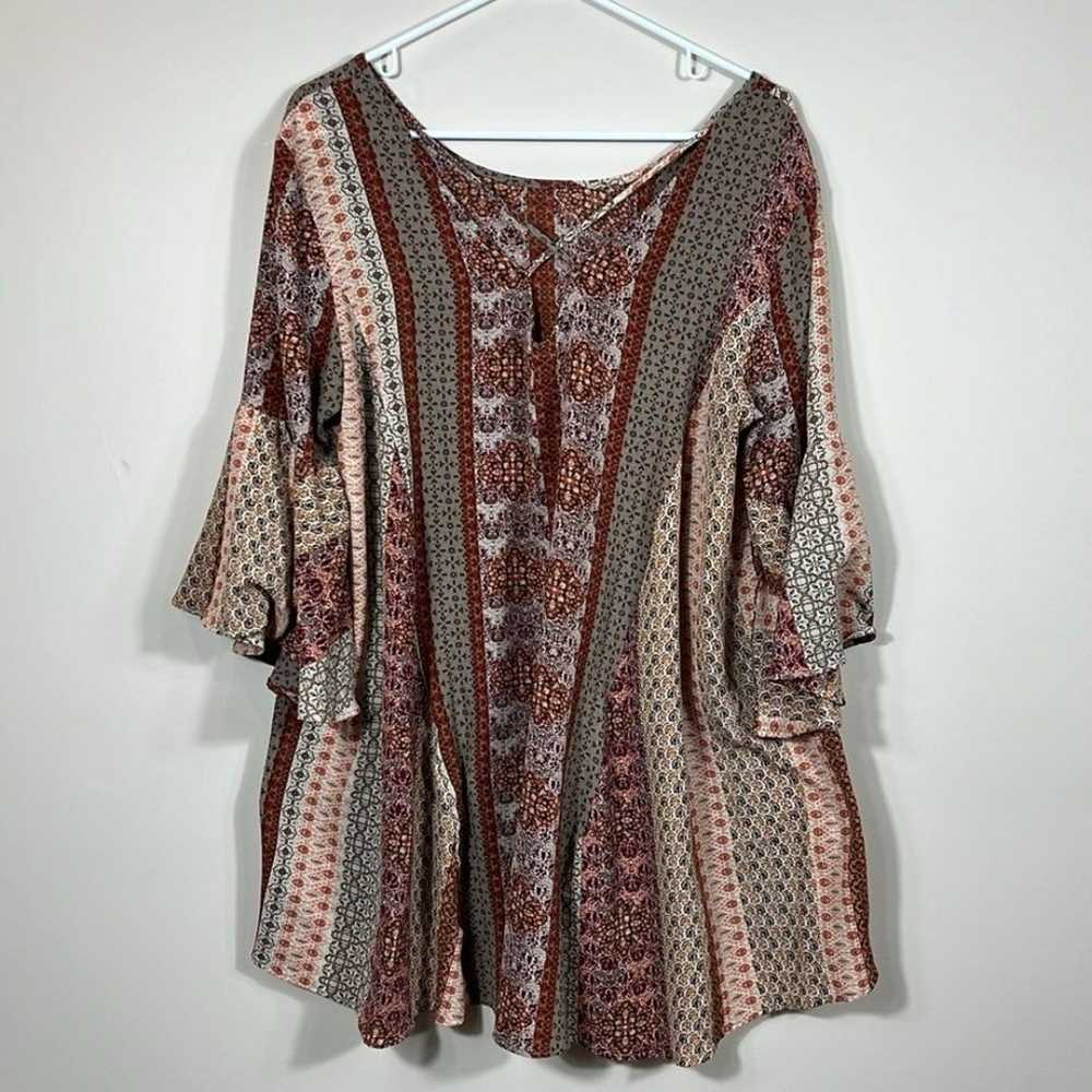 Umgee Bell Sleeve Bohemian Fall Mini Dress Size L… - image 2