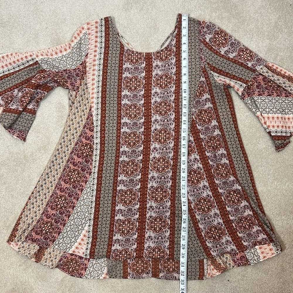 Umgee Bell Sleeve Bohemian Fall Mini Dress Size L… - image 4
