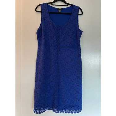 Alfani Royal Blue Lace Sleeveless Dress Size Large - image 1