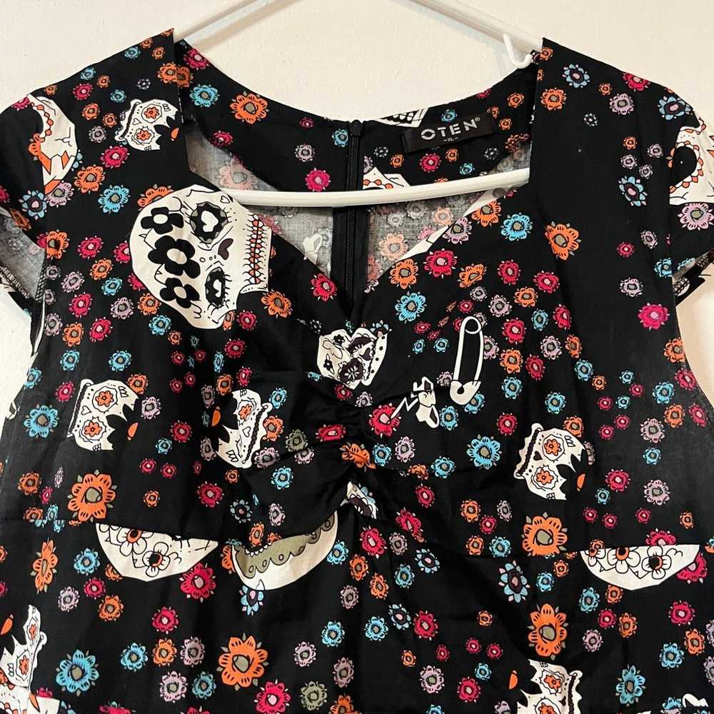 Oten Dia De Los Muertos Sugar Skull Dress XL - image 2