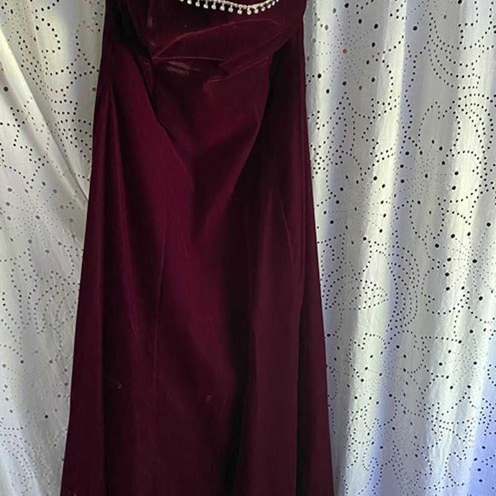 Vintage 2000s Strapless, A-line, Wine-colored, Fa… - image 2