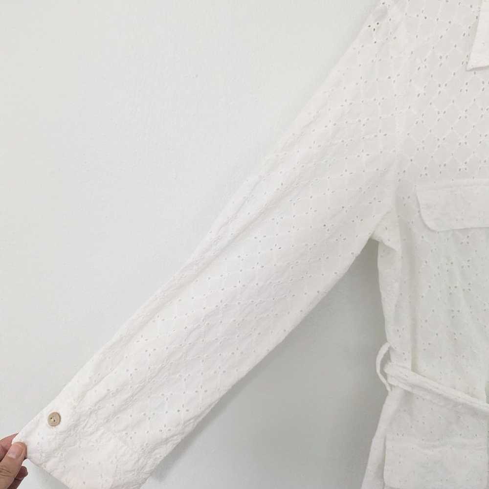 Zara Eyelet Button Front Shirt Dress Belted Pocke… - image 3