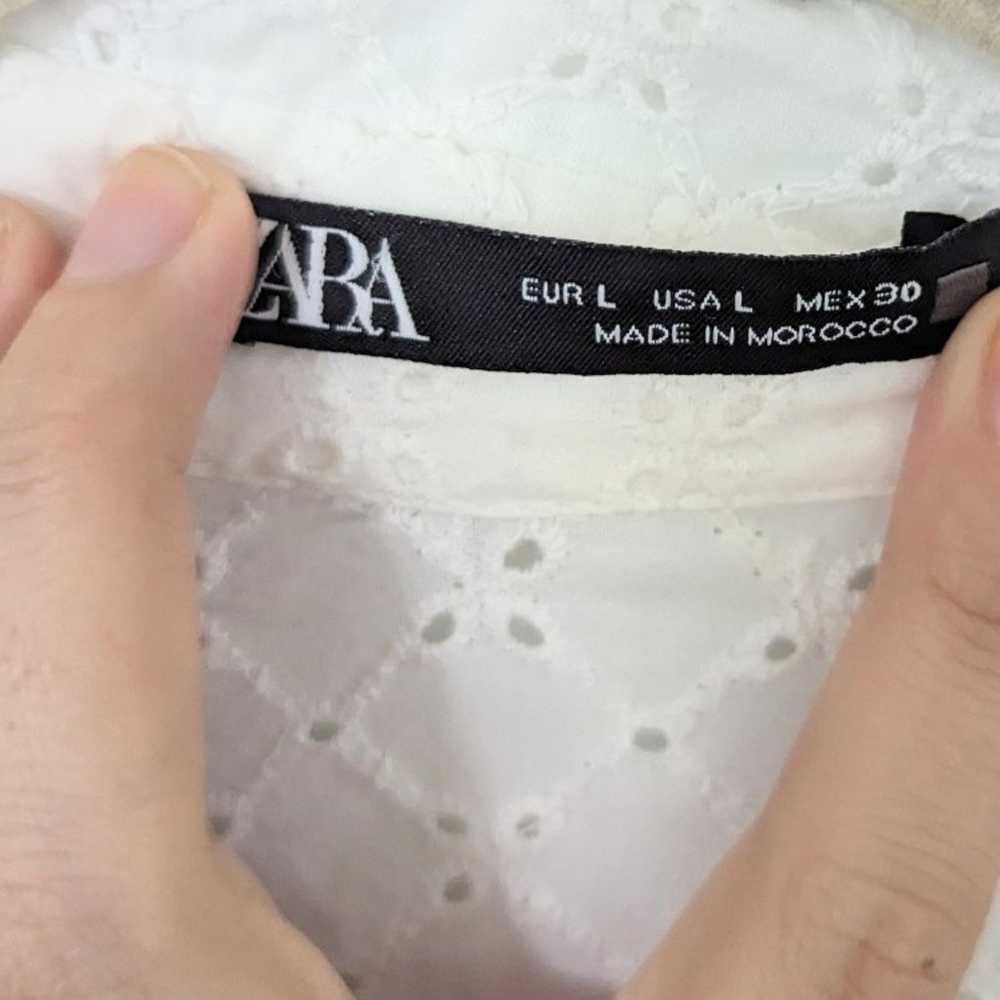 Zara Eyelet Button Front Shirt Dress Belted Pocke… - image 5