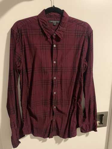 John Varvatos Merlot plaid shirt