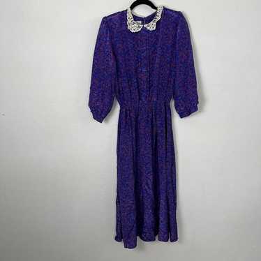 Jonathan Martin Vintage Prairie Midi Dress Purple… - image 1