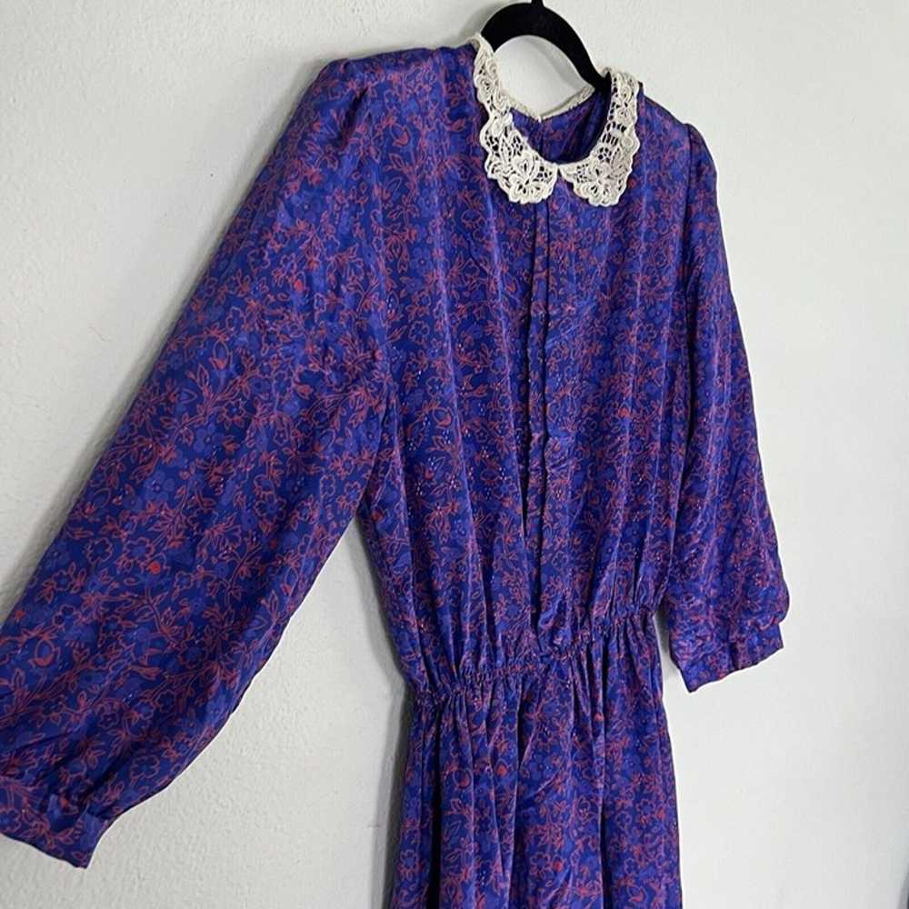 Jonathan Martin Vintage Prairie Midi Dress Purple… - image 9