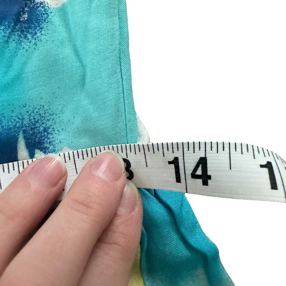 Aqua Strapless Fit & Flare Dress Paintbrush Plaid - image 5
