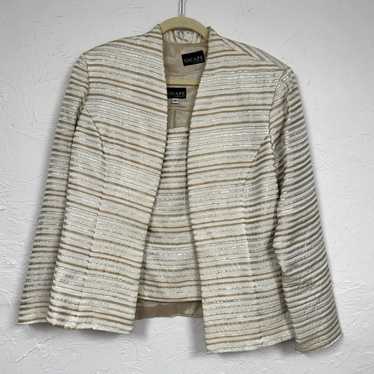 Xscape Gold Striped Blazer Jacket With Shell Wome… - image 1