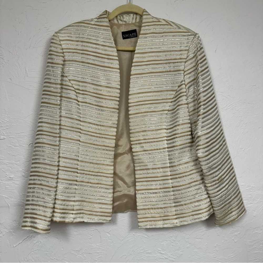 Xscape Gold Striped Blazer Jacket With Shell Wome… - image 9