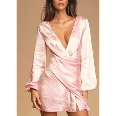 Lulus As Always Pink Satin Mini Dress Womans size… - image 1