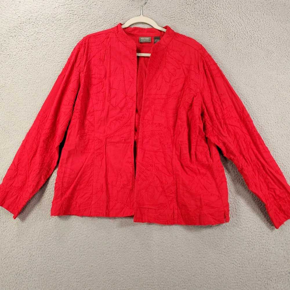 Vintage Chicos 3 Jacket Womens XL Red Textured Fl… - image 2