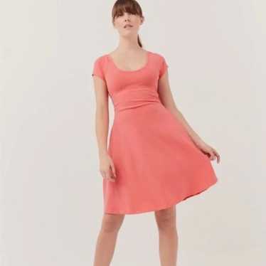 PACT Coral Pink Crossback Fit & Flare Stretch Min… - image 1