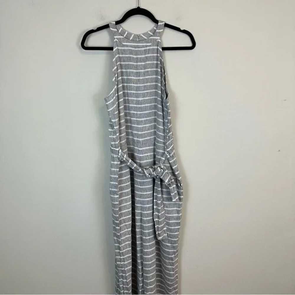 Loft | Gray and White Striped Halter Neck Jumpsui… - image 1