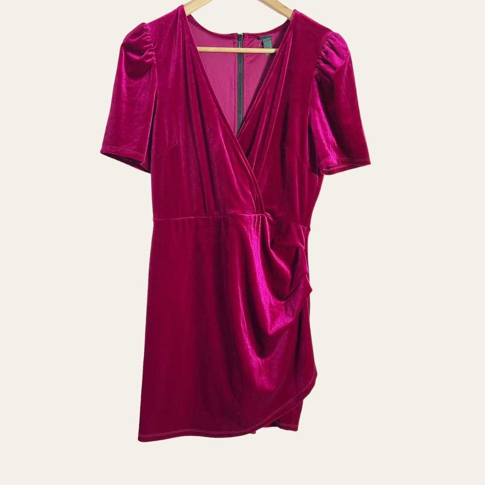 Wild Fable Fuchsia Pink Velvet Ruched Mini Dress … - image 1