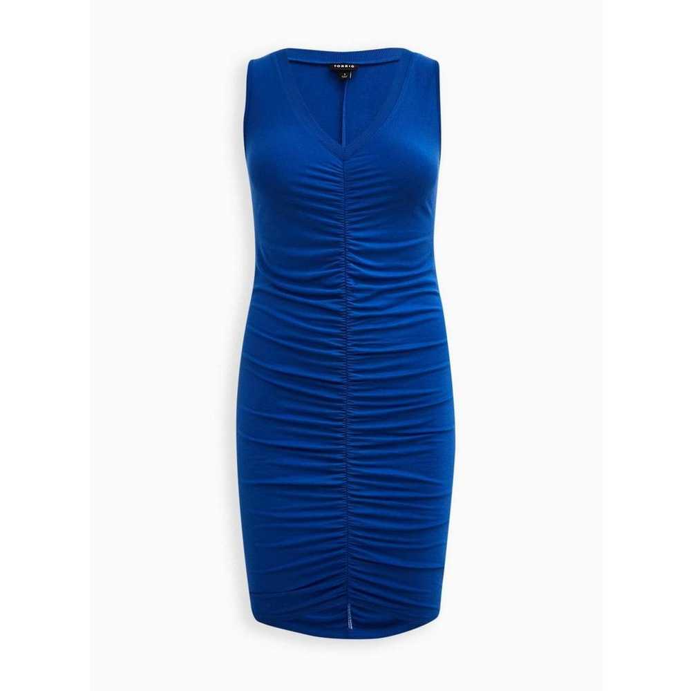 Torrid Nautical Blue Mini Jersey Ruched Bodycon D… - image 2