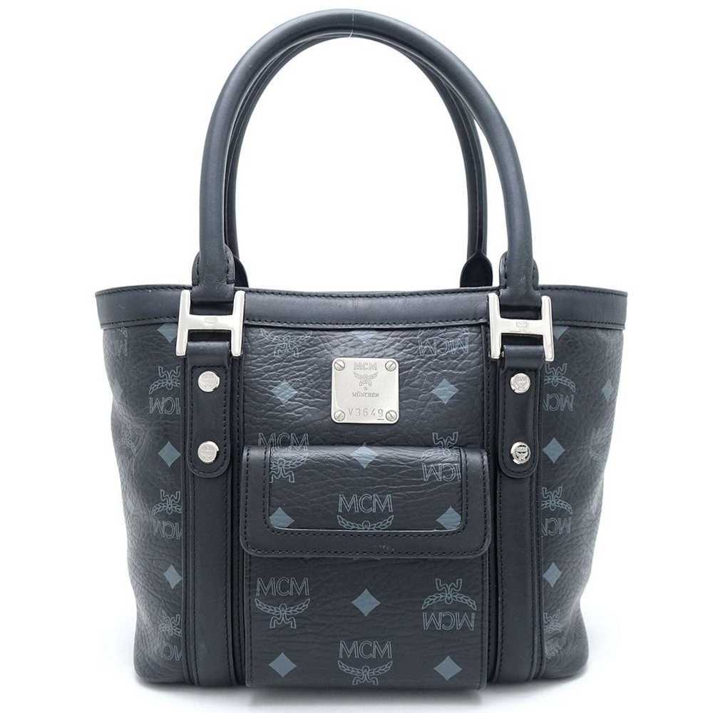 MCM MCM Handbag Coated Canvas x Leather Black Gre… - image 1