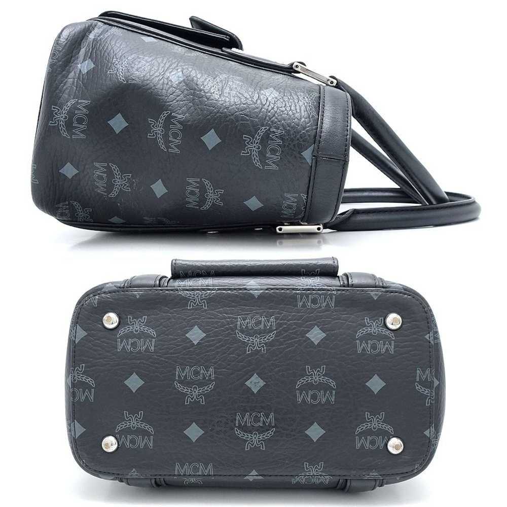 MCM MCM Handbag Coated Canvas x Leather Black Gre… - image 2