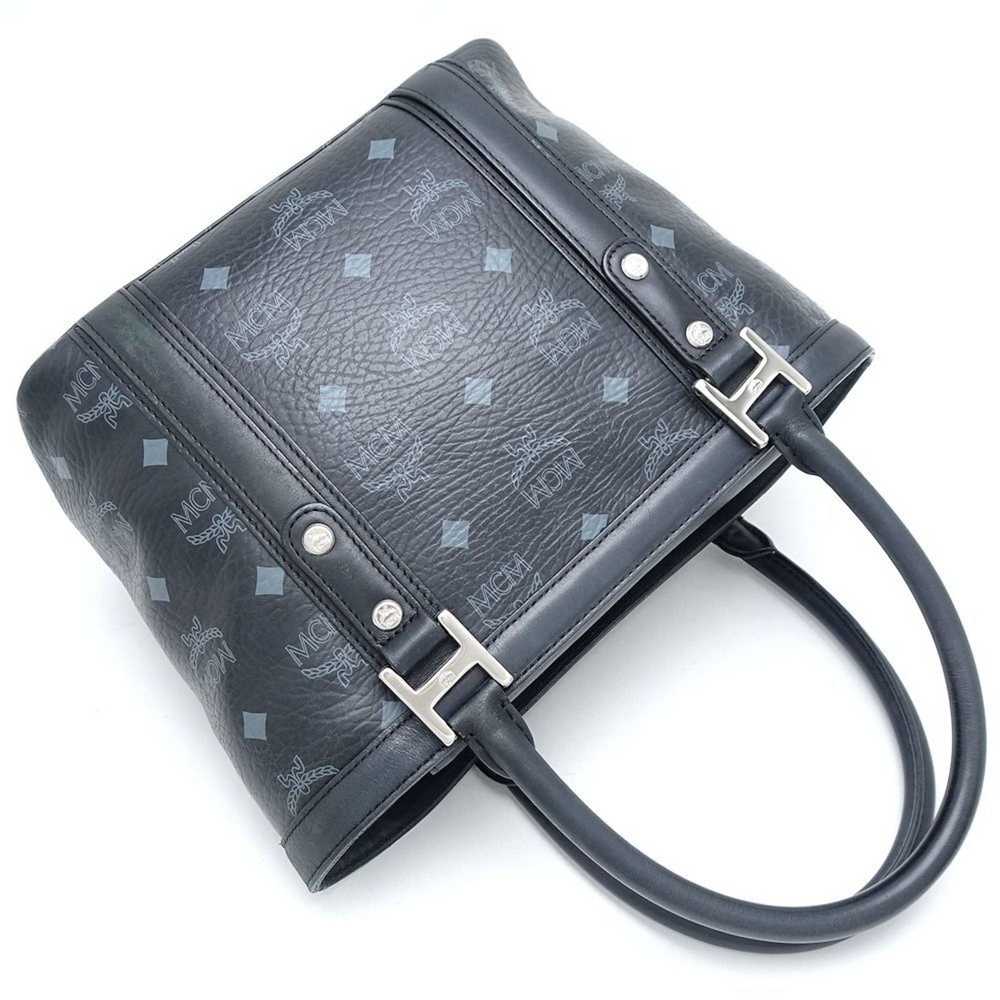 MCM MCM Handbag Coated Canvas x Leather Black Gre… - image 3