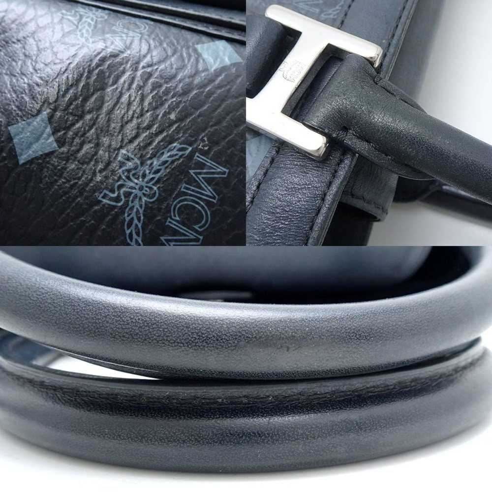 MCM MCM Handbag Coated Canvas x Leather Black Gre… - image 4