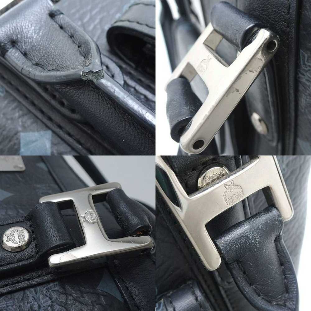 MCM MCM Handbag Coated Canvas x Leather Black Gre… - image 5