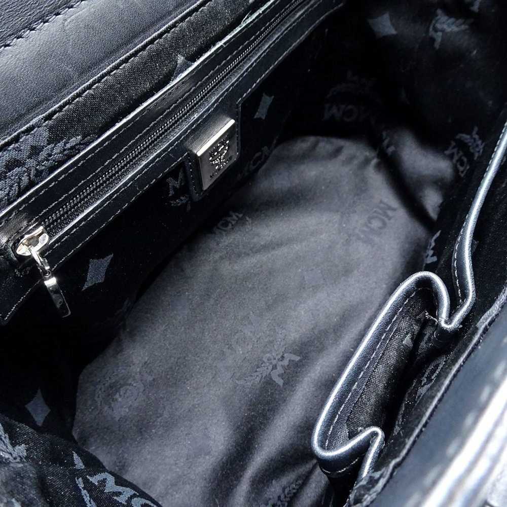 MCM MCM Handbag Coated Canvas x Leather Black Gre… - image 9