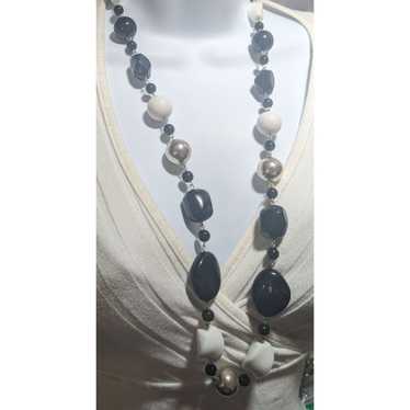 Other Black And White Chunky Beaded Necklace - image 1