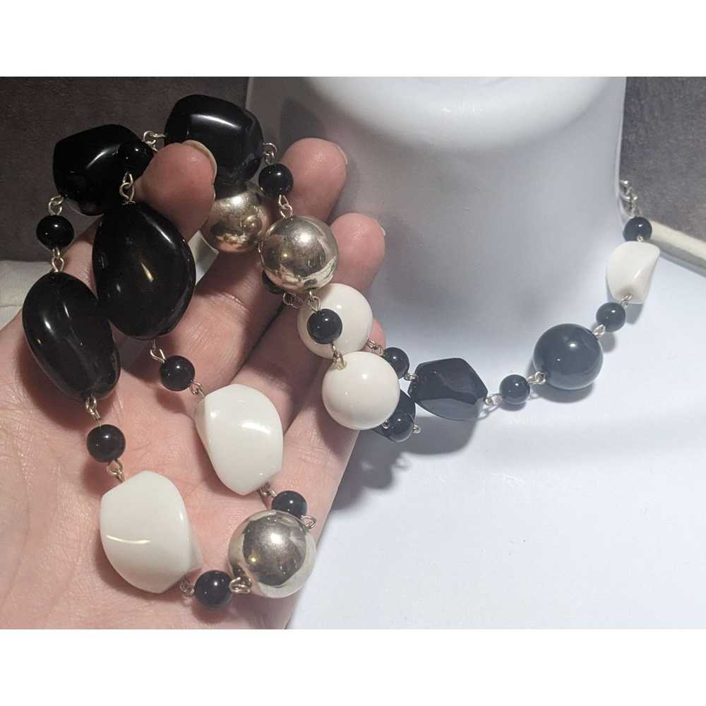 Other Black And White Chunky Beaded Necklace - image 2