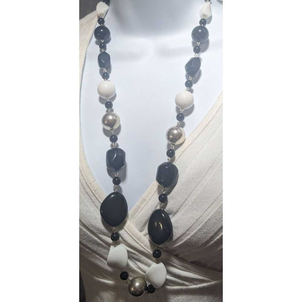 Other Black And White Chunky Beaded Necklace - image 4