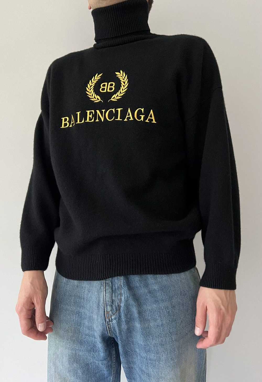 Balenciaga Balenciaga Wool Cashmere Logo Print Sw… - image 6