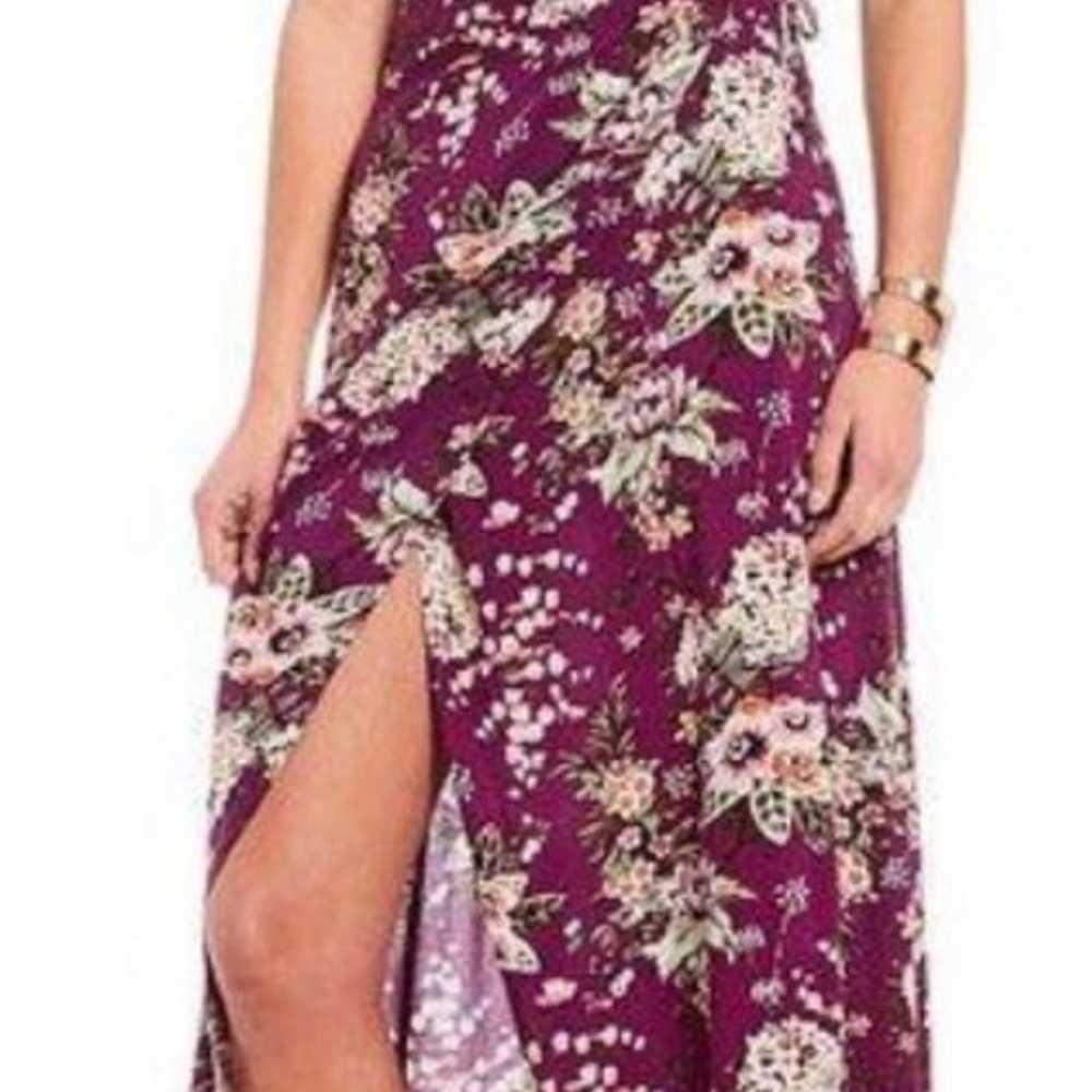 Gianni Bini midi or maxi purple floral wrap dress… - image 1