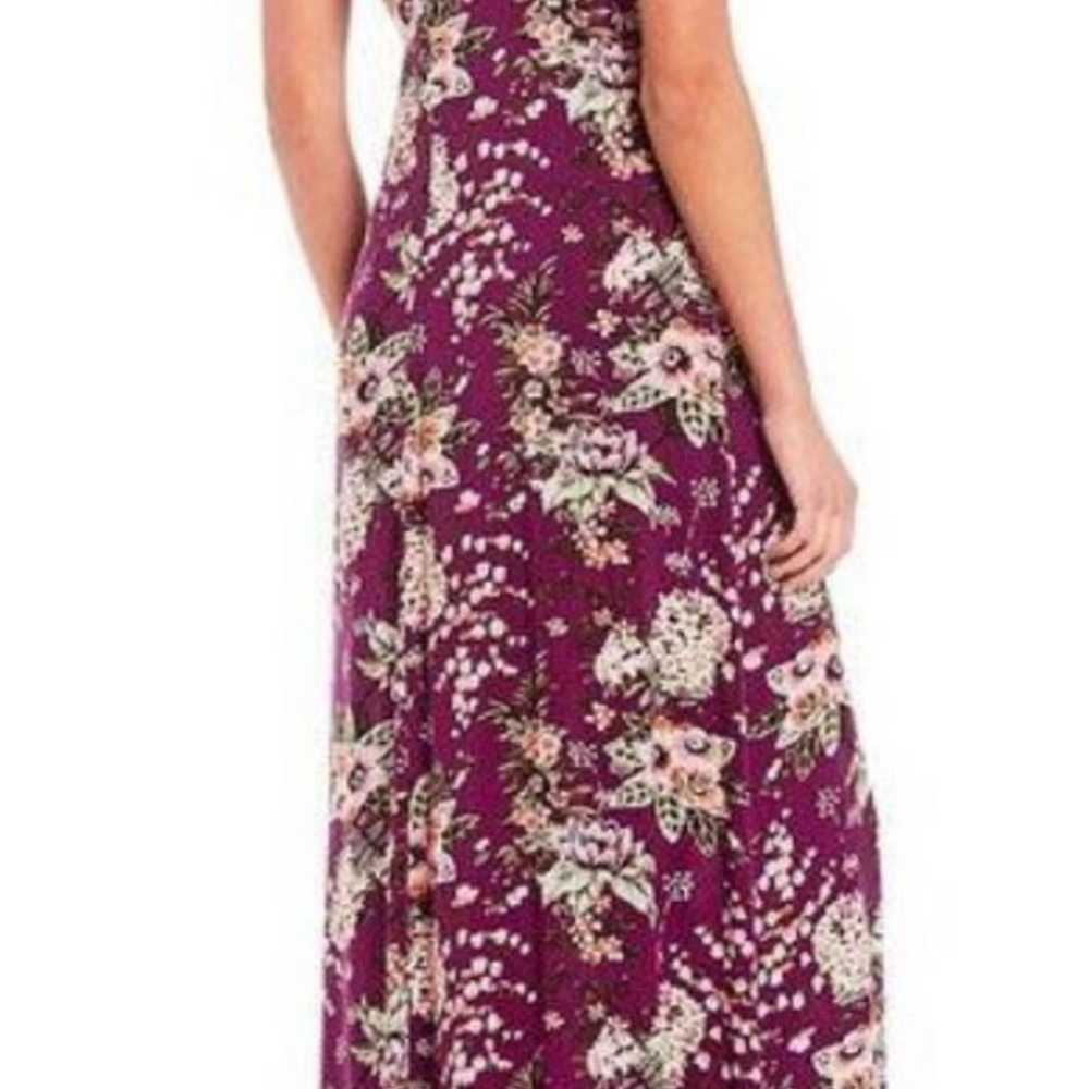 Gianni Bini midi or maxi purple floral wrap dress… - image 2