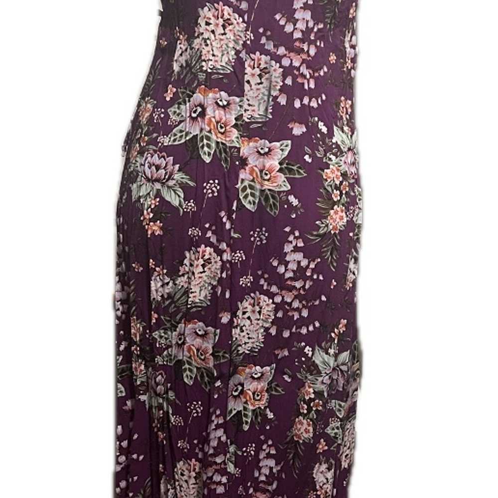 Gianni Bini midi or maxi purple floral wrap dress… - image 4