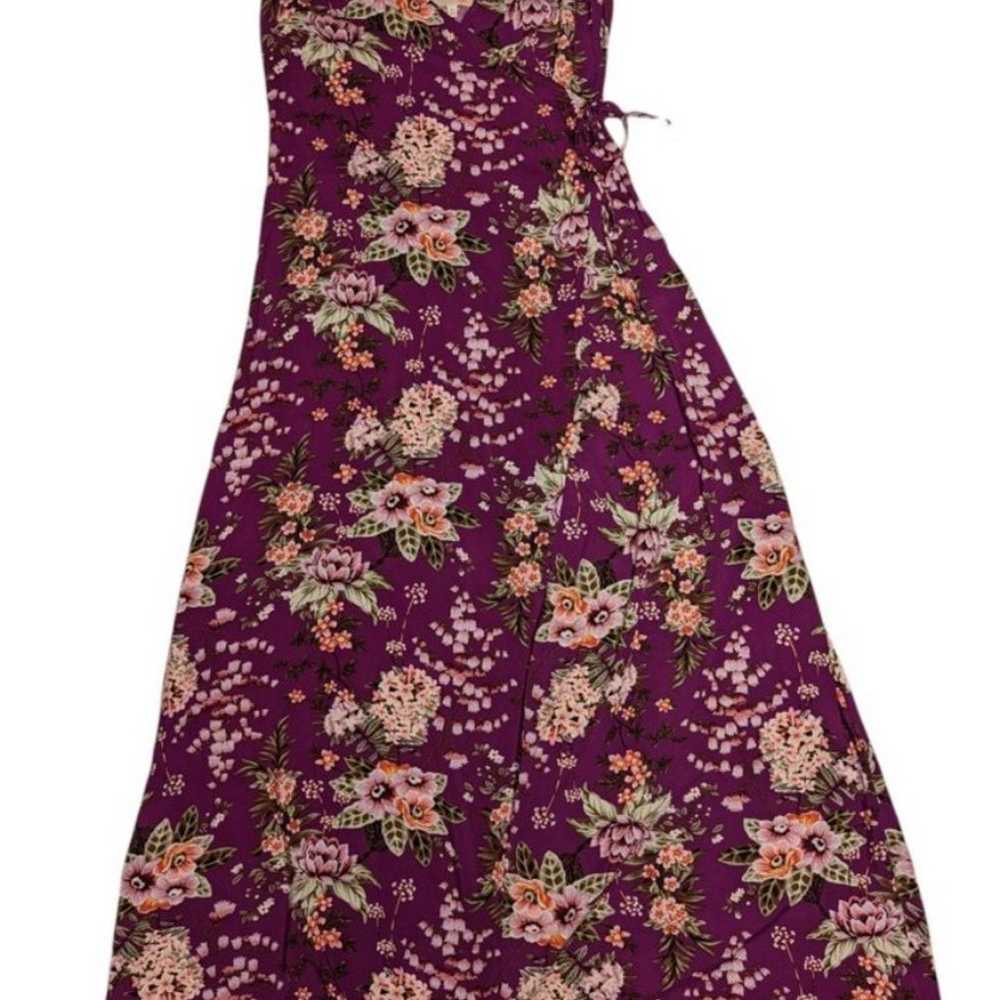 Gianni Bini midi or maxi purple floral wrap dress… - image 5