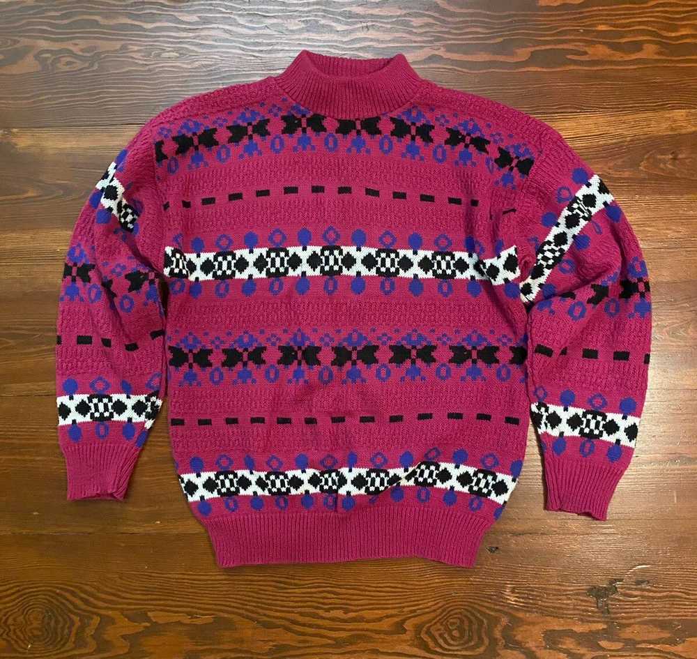 Coloured Cable Knit Sweater × Vintage Vintage 80’… - image 1