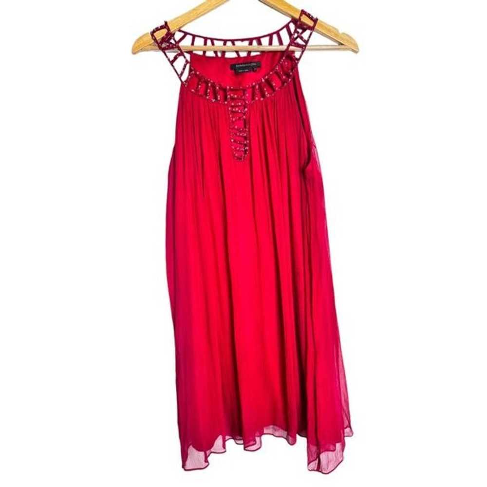 BCBG red silk beaded mini dress sz 8 - image 1